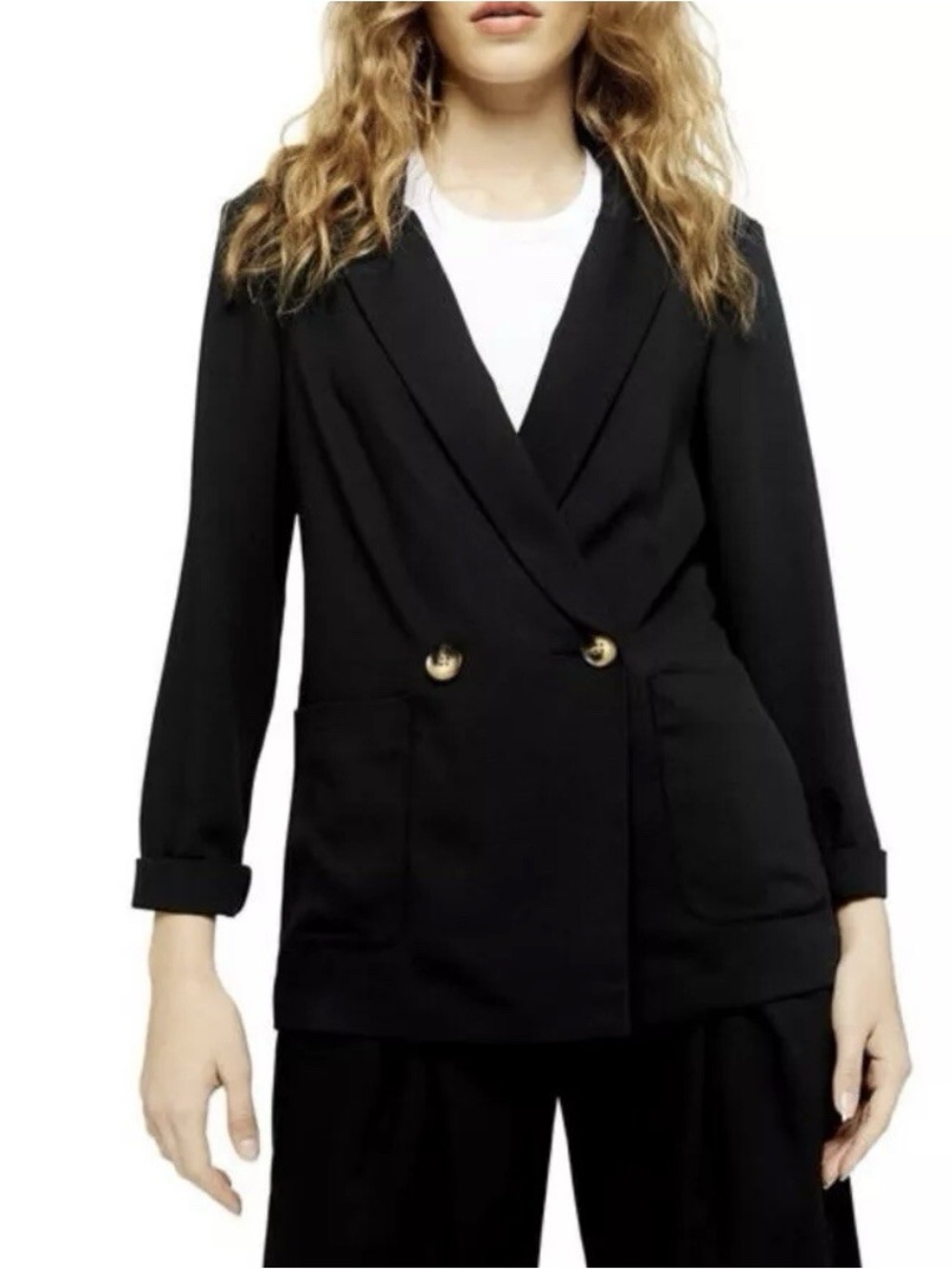 Topshop Double Breasted Blazer Black Size 6